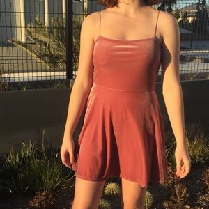 Velvet straight-neck mini dress